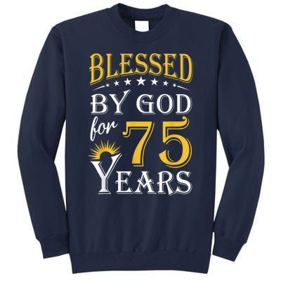 Vintage Blessed by God for 75 years Happy 75th Birthday Present Tall Sweatshirt