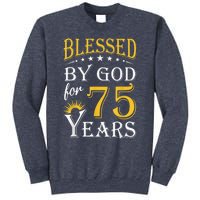 Vintage Blessed by God for 75 years Happy 75th Birthday Present Sweatshirt