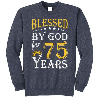 Vintage Blessed by God for 75 years Happy 75th Birthday Present Sweatshirt