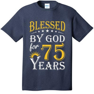 Vintage Blessed by God for 75 years Happy 75th Birthday Present T-Shirt