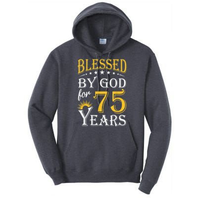 Vintage Blessed by God for 75 years Happy 75th Birthday Present Tall Hoodie