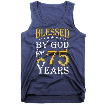 Vintage Blessed by God for 75 years Happy 75th Birthday Present Tank Top