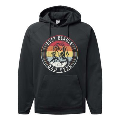 Vintage Best Beagle Dad Ever Father's Day Performance Fleece Hoodie