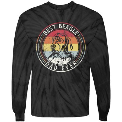 Vintage Best Beagle Dad Ever Father's Day Tie-Dye Long Sleeve Shirt