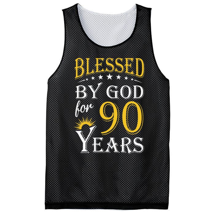 Vintage Blessed By God For 90 Years Happy 90th Birthday Mesh Reversible Basketball Jersey Tank