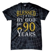 Vintage Blessed By God For 90 Years Happy 90th Birthday Tie-Dye T-Shirt