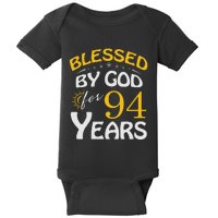 Vintage Blessed By God For 94 Years Old Happy 94th Birthday Baby Bodysuit