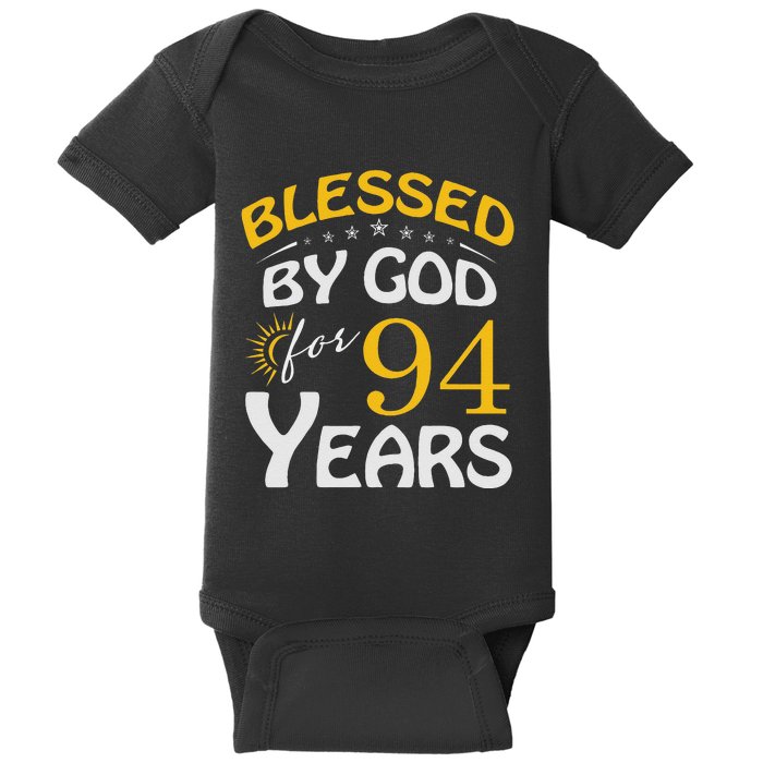 Vintage Blessed By God For 94 Years Old Happy 94th Birthday Baby Bodysuit