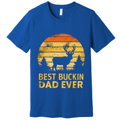 Vintage Best Buckin Dad Ever Mazing Papa Funny Hunting Gift Premium T-Shirt