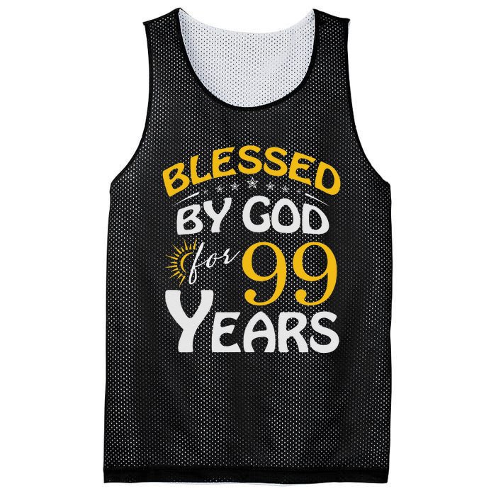 Vintage Blessed By God For 99 Years Old Happy 99th Birthday Mesh Reversible Basketball Jersey Tank