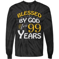 Vintage Blessed By God For 99 Years Old Happy 99th Birthday Tie-Dye Long Sleeve Shirt