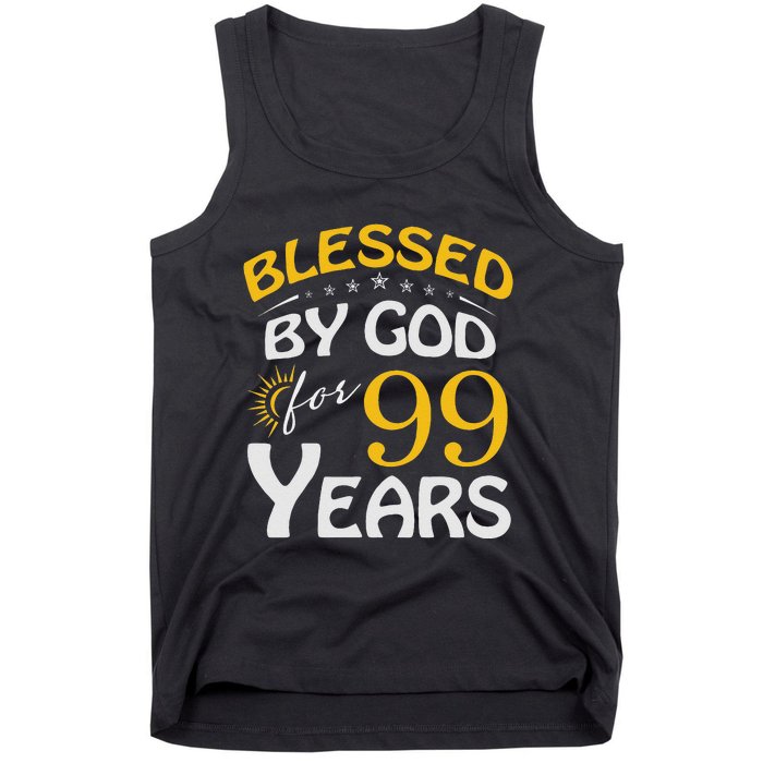 Vintage Blessed By God For 99 Years Old Happy 99th Birthday Tank Top