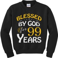 Vintage Blessed By God For 99 Years Old Happy 99th Birthday Kids Sweatshirt