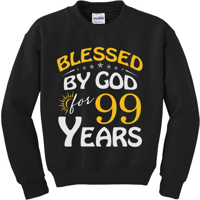 Vintage Blessed By God For 99 Years Old Happy 99th Birthday Kids Sweatshirt