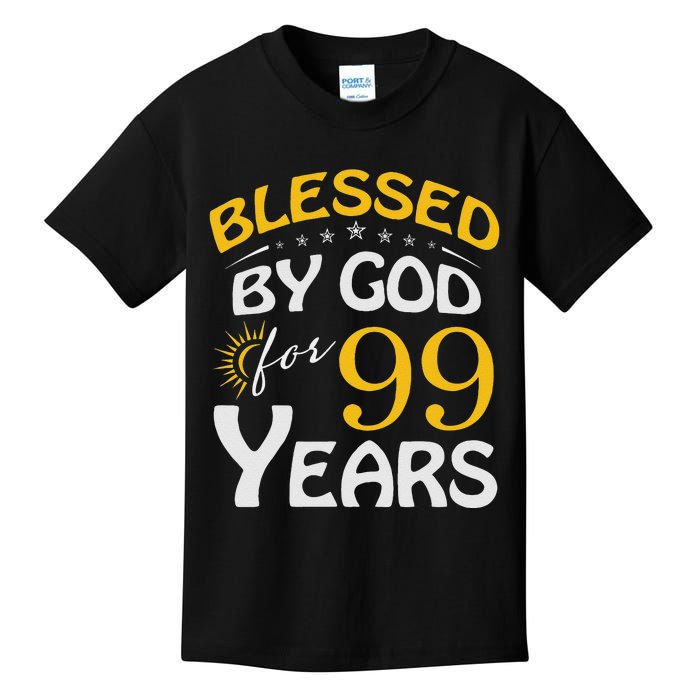 Vintage Blessed By God For 99 Years Old Happy 99th Birthday Kids T-Shirt