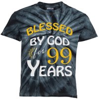 Vintage Blessed By God For 99 Years Old Happy 99th Birthday Kids Tie-Dye T-Shirt