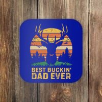 Vintage Best Buckin Dad Ever Deer Hunters Dad Hunting Gift Coaster