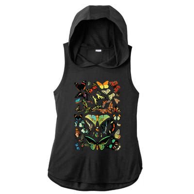 Vintage Butterflies Butterfly Collection Scientific Ladies PosiCharge Tri-Blend Wicking Draft Hoodie Tank