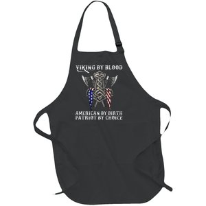 Viking By Blood American By Birth Patriot By Choice Full-Length Apron With Pockets