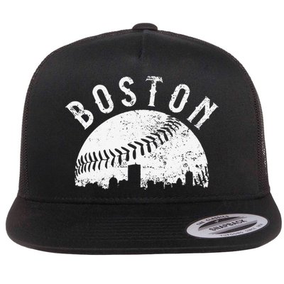 Vintage Baseball Boston Massachusetts Skyline Apparel Flatbill Hat