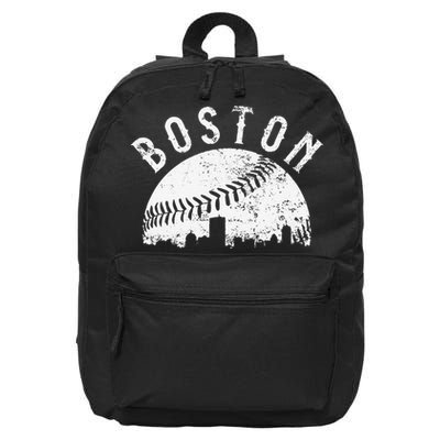 Vintage Baseball Boston Massachusetts Skyline Apparel 16 in Basic Backpack