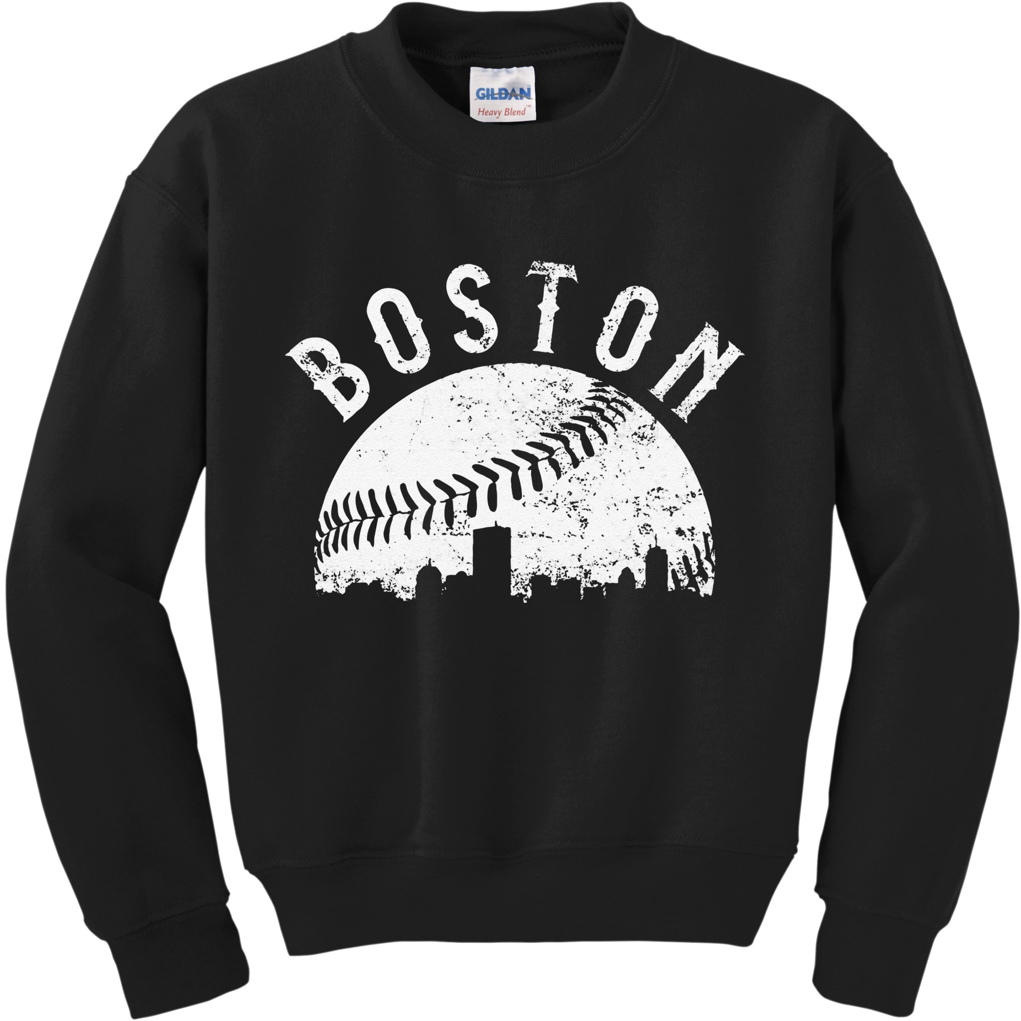 Vintage Baseball Boston Massachusetts Skyline Apparel Kids Sweatshirt