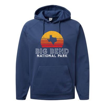 Vintage Big Bend National Park Gift Retro Texas Sun Performance Fleece Hoodie