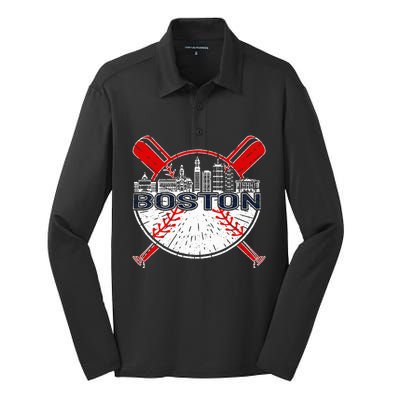 Vintage Boston Baseball Silk Touch Performance Long Sleeve Polo