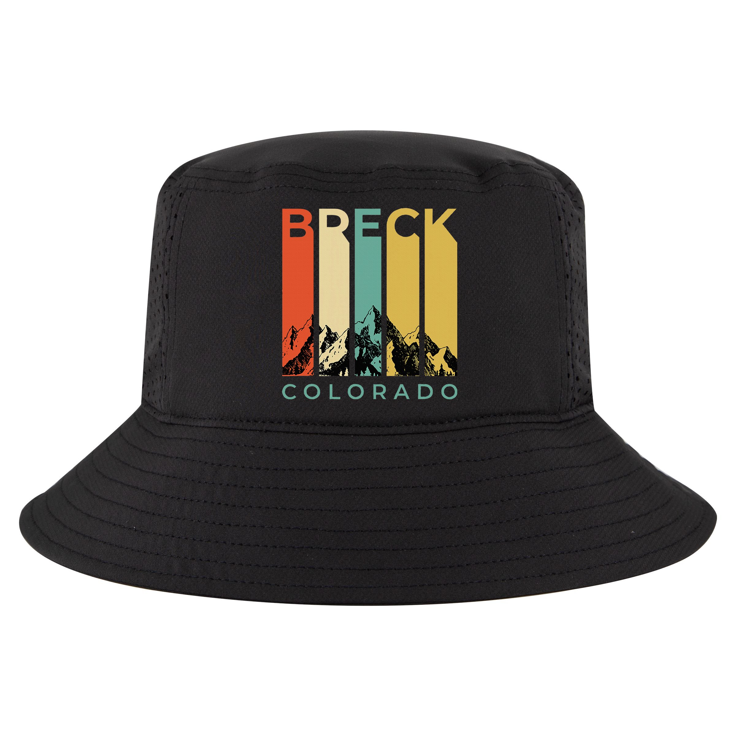 Vintage Breckenridge “Breck” Colorado Retro Colored Stripes Cool Comfort Performance Bucket Hat