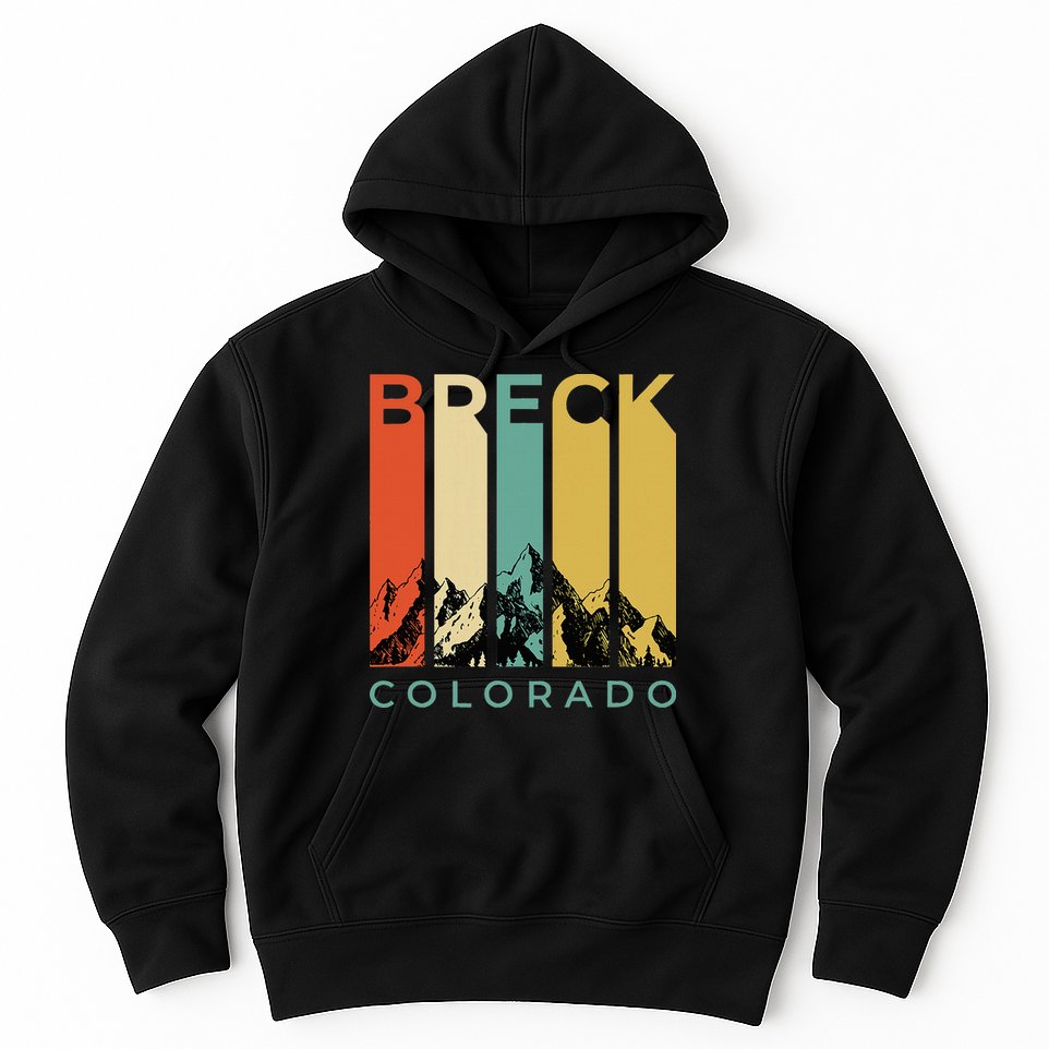 Vintage Breckenridge “Breck” Colorado Retro Colored Stripes Hoodie