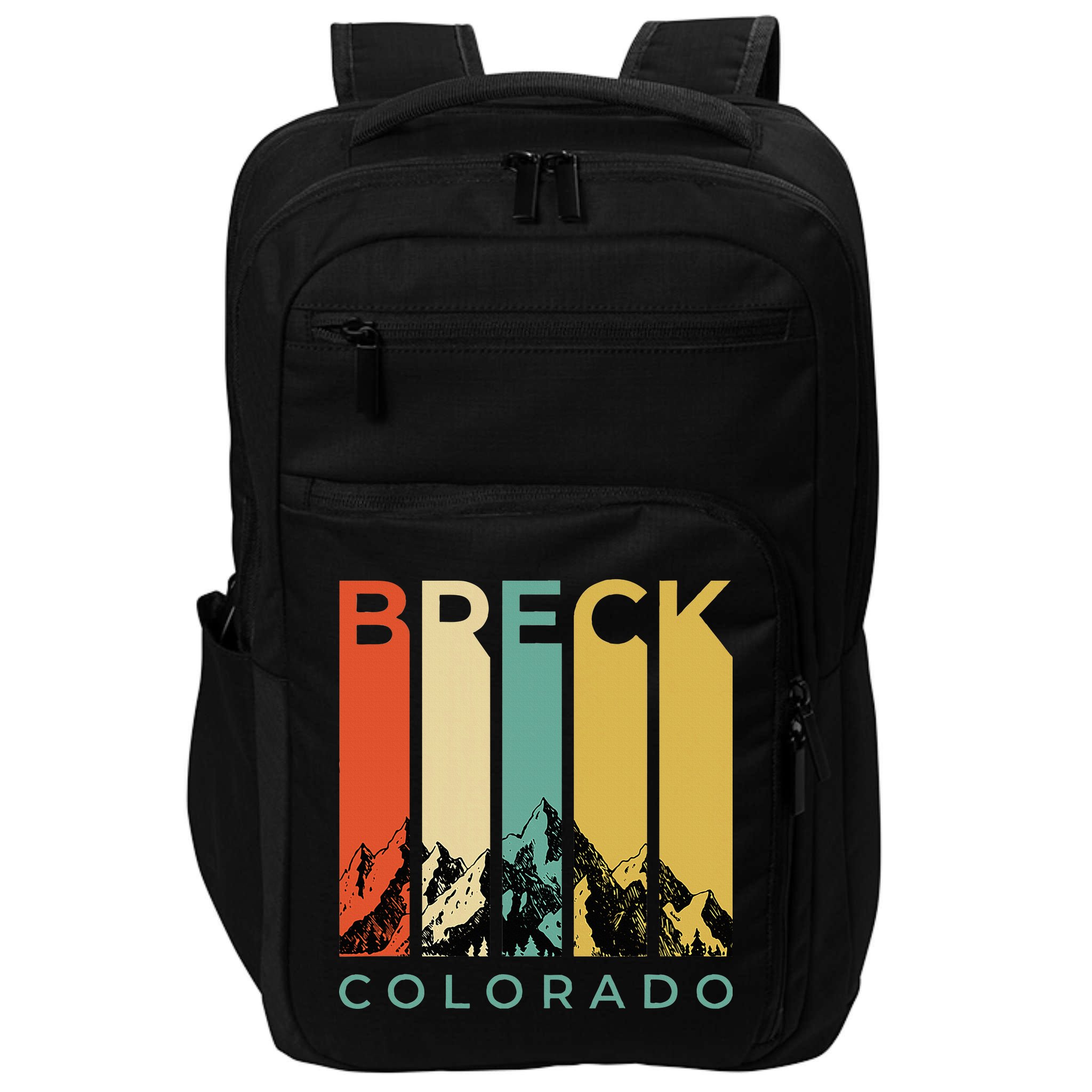 Vintage Breckenridge “Breck” Colorado Retro Colored Stripes Impact Tech Backpack