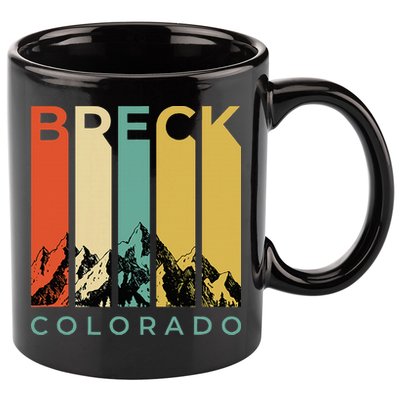 Vintage Breckenridge “Breck” Colorado Retro Colored Stripes 11oz C Handle Ceramic Mug