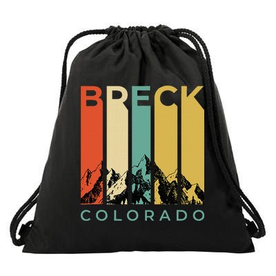 Vintage Breckenridge “Breck” Colorado Retro Colored Stripes Drawstring Bag