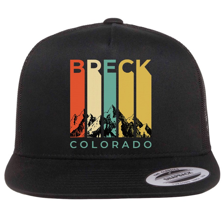 Vintage Breckenridge “Breck” Colorado Retro Colored Stripes Flat Bill Trucker Hat
