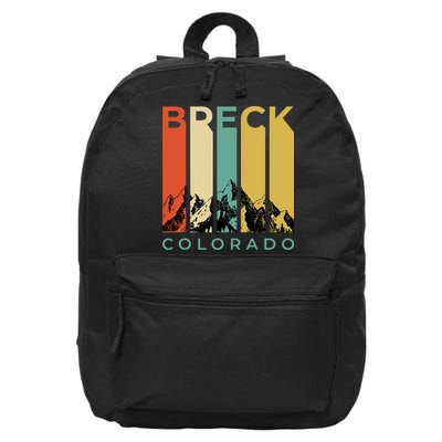 Vintage Breckenridge “Breck” Colorado Retro Colored Stripes 16 in Basic Backpack