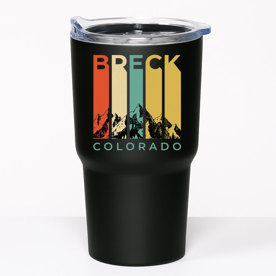 Vintage Breckenridge “Breck” Colorado Retro Colored Stripes Tumbler
