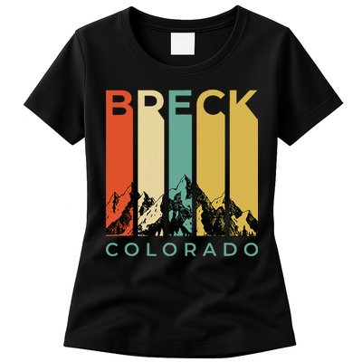Vintage Breckenridge “Breck” Colorado Retro Colored Stripes Womens T-Shirt