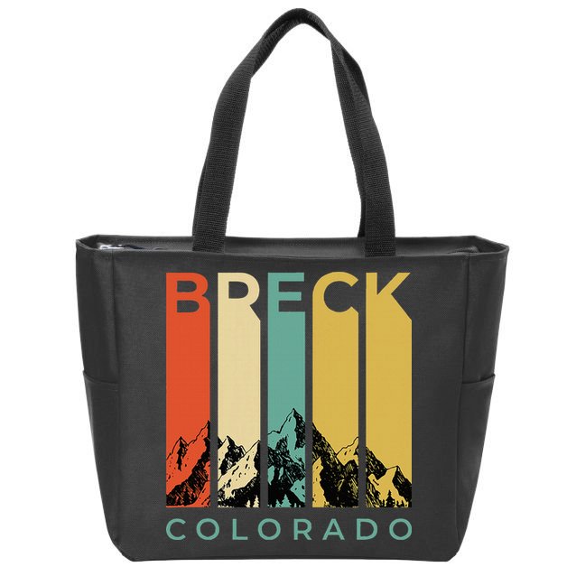 Vintage Breckenridge “Breck” Colorado Retro Colored Stripes Zip Tote Bag