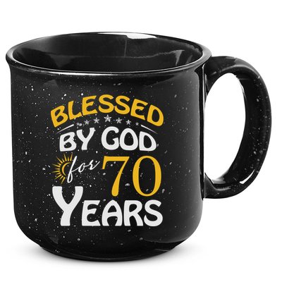 Vintage Blessed By God For 70 Years Old Happy 70th Birthday Cute Gift 15oz Campfire Ceramic Mug