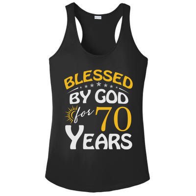Vintage Blessed By God For 70 Years Old Happy 70th Birthday Cute Gift Ladies PosiCharge Competitor Racerback Tank