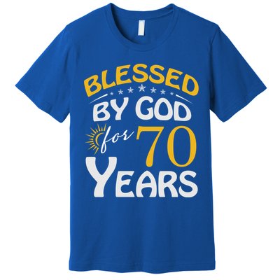Vintage Blessed By God For 70 Years Old Happy 70th Birthday Cute Gift Premium T-Shirt