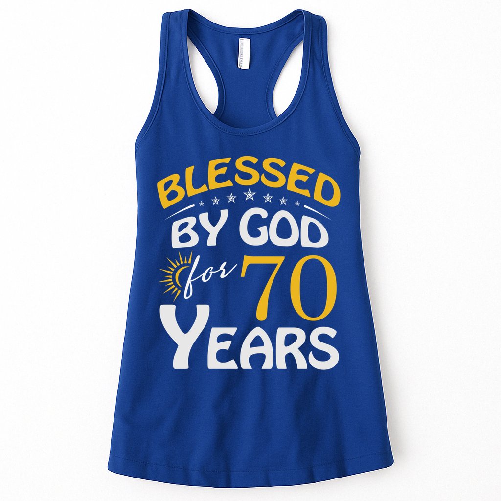 Vintage Blessed By God For 70 Years Old Happy 70th Birthday Cute Gift Womens Tank Top