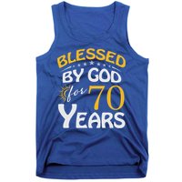 Vintage Blessed By God For 70 Years Old Happy 70th Birthday Cute Gift Tank Top