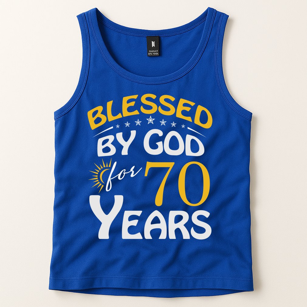 Vintage Blessed By God For 70 Years Old Happy 70th Birthday Cute Gift Tank Top