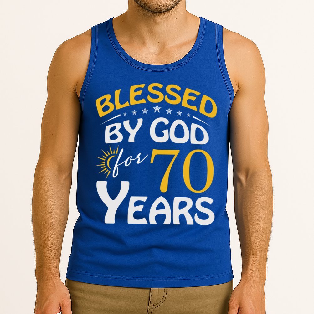 Vintage Blessed By God For 70 Years Old Happy 70th Birthday Cute Gift Tank Top