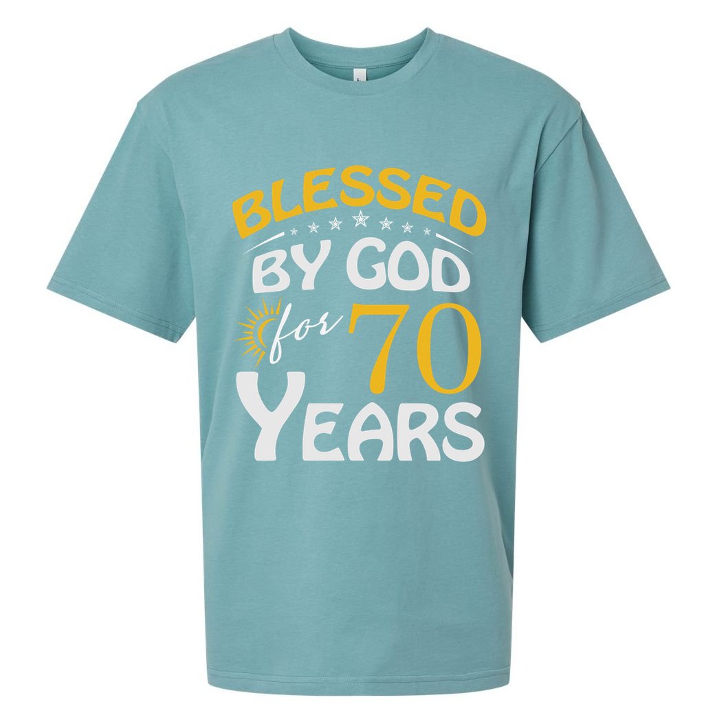 Vintage Blessed By God For 70 Years Old Happy 70th Birthday Cute Gift Sueded Cloud Jersey T-Shirt