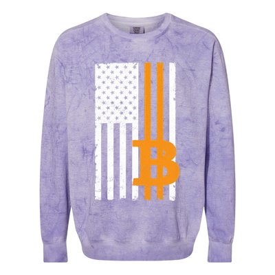 Vintage Bitcoin BTC USA Flag Crypto Currency Traders Bitcoin Colorblast Crewneck Sweatshirt