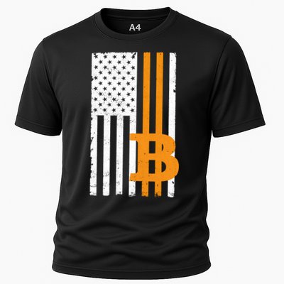 Vintage Bitcoin BTC USA Flag Crypto Currency Traders Bitcoin Performance Shirt