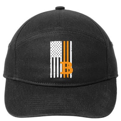 Vintage Bitcoin BTC USA Flag Crypto Currency Traders Bitcoin 7-Panel Snapback Hat