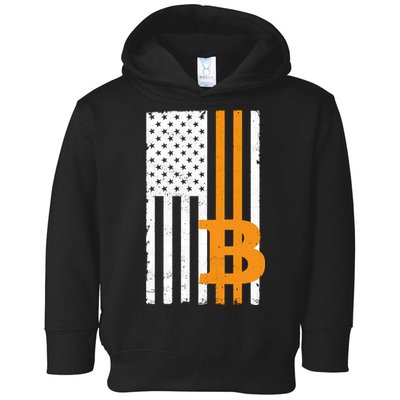 Vintage Bitcoin BTC USA Flag Crypto Currency Traders Bitcoin Toddler Hoodie
